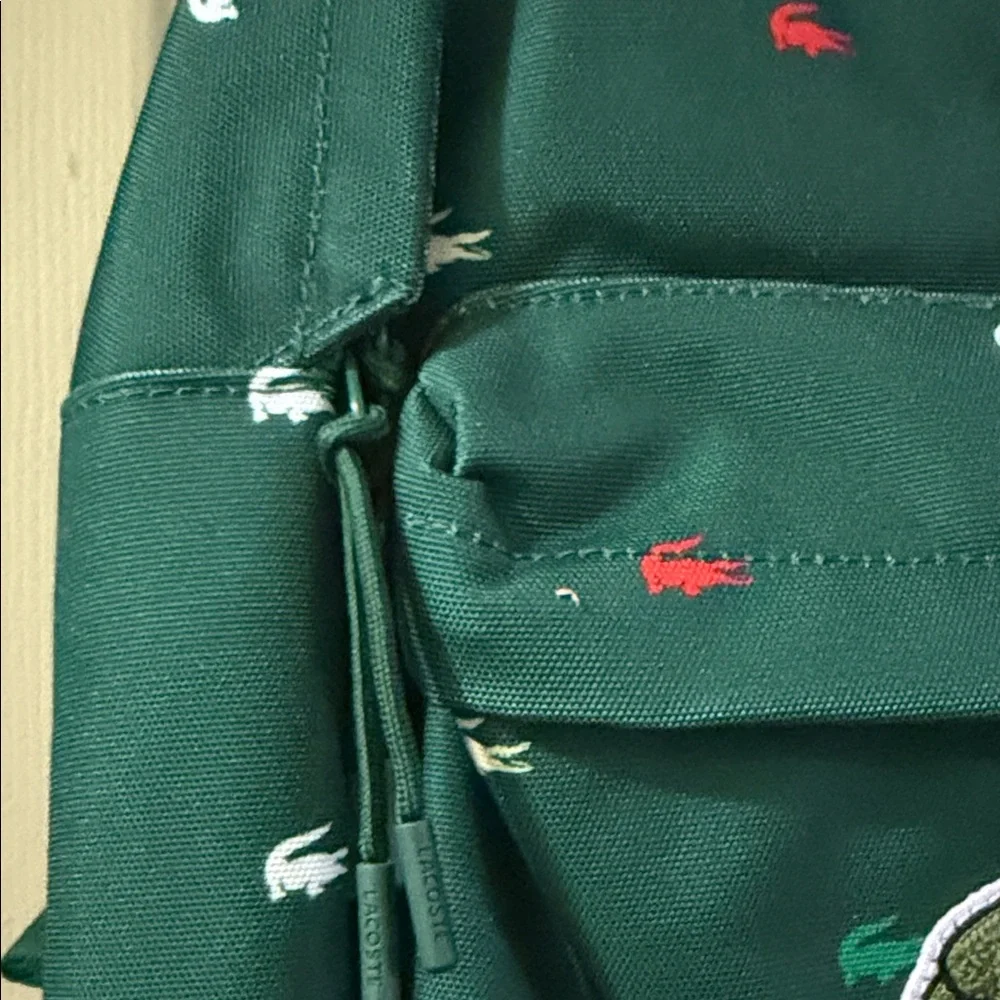 Lacoste Forest Green Backpack with Multicolor Croc Embroidery - Picture 5 of 14